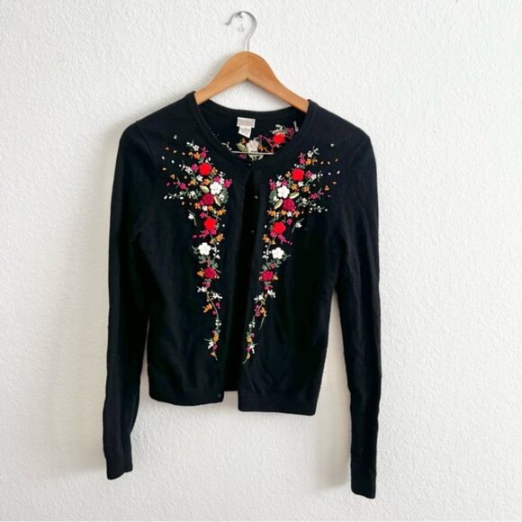 Lucky Brand Vintage Floral Embroidered Cardigan Sz S - Picture 1 of 5